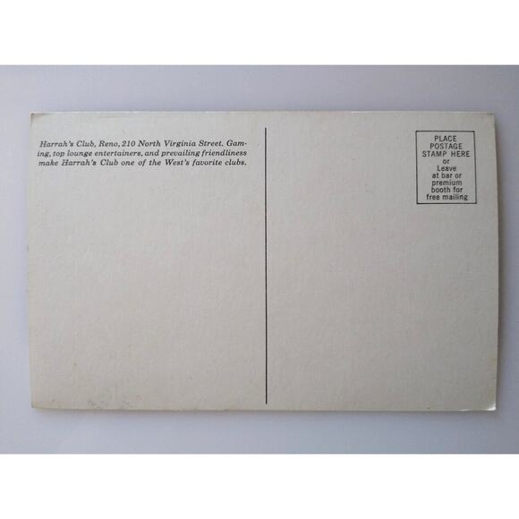 Harrahs Club Casino Postcard Reno Nevada Old Cars Red Nichols Jazz - Picture 2 of 2